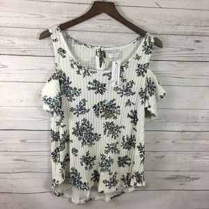 NWT Lucky Brand Floral Cold Shoulder Top Small